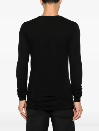 Rick Owens Minimalist Level Seam Cotton T-shirt With Crew Neck In Black
