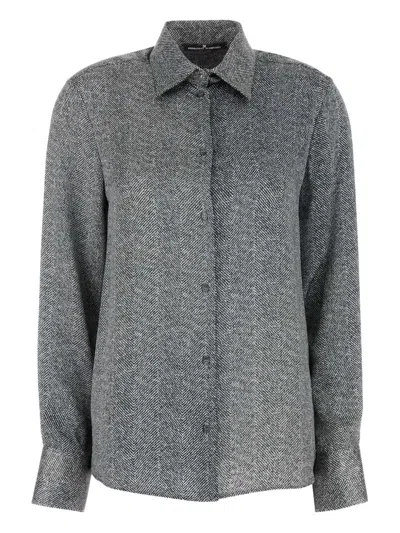 Ermanno Scervino Herringbone Shirt Adorned With Rhinestone Details In Multi