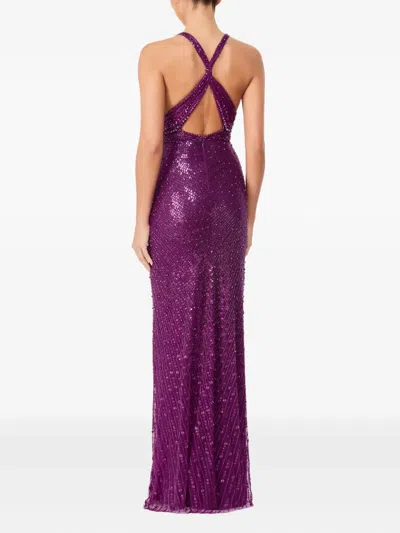 Jenny Packham Lana Sequin-embellished V-neck Maxi Dress In Purple