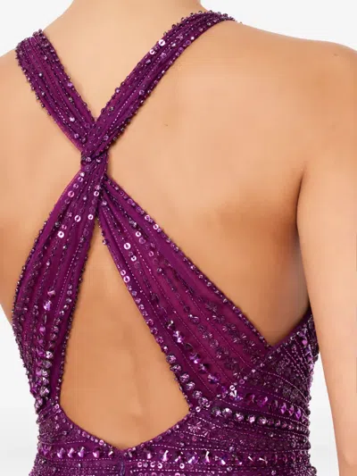 Jenny Packham Lana Sequin-embellished V-neck Maxi Dress In Purple