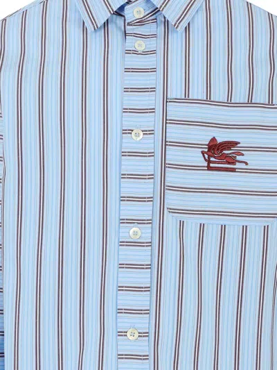 Etro Light Blue Shirt For Boy With Pegasus In Blue