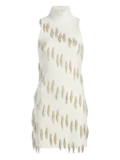 Cinq À Sept Micky Cascading Beaded Tassel Minidress In Neutral