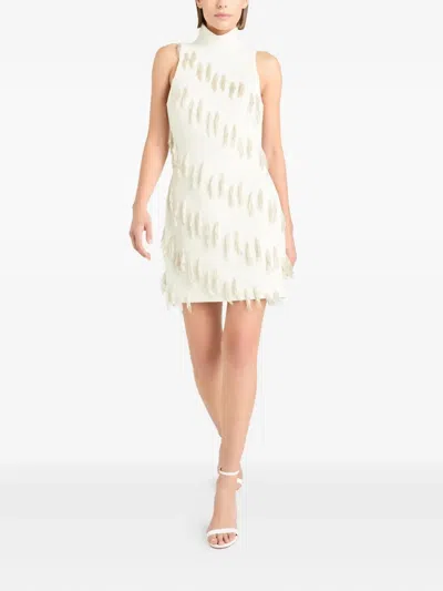 Cinq À Sept Micky Cascading Beaded Tassel Minidress In Neutral
