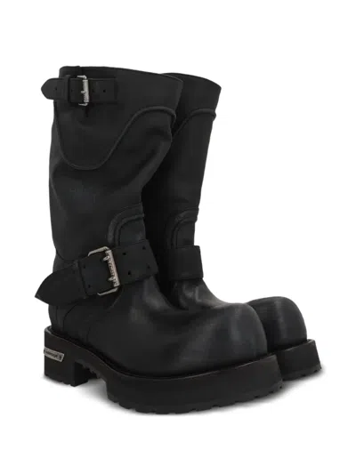 Balenciaga Venom Boots In Worn-out Effect Leather Shoes In Black