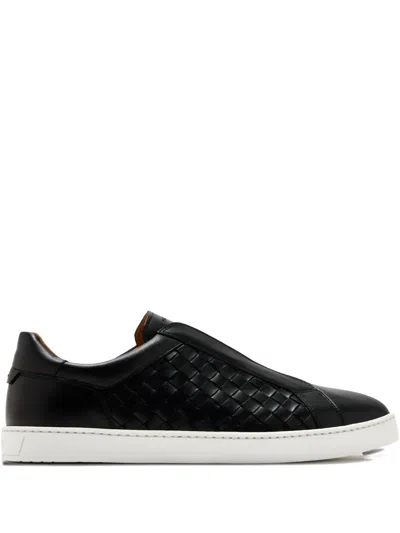 Magnanni Woven Leather Slip-on Sneakers In Black