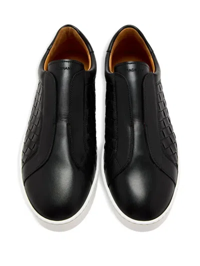 Magnanni Woven Leather Slip-on Sneakers In Black
