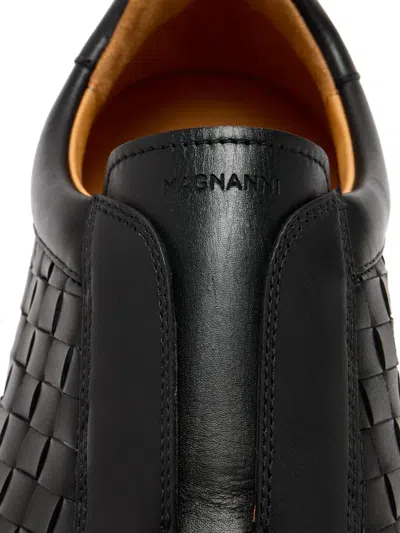 Magnanni Woven Leather Slip-on Sneakers In Black