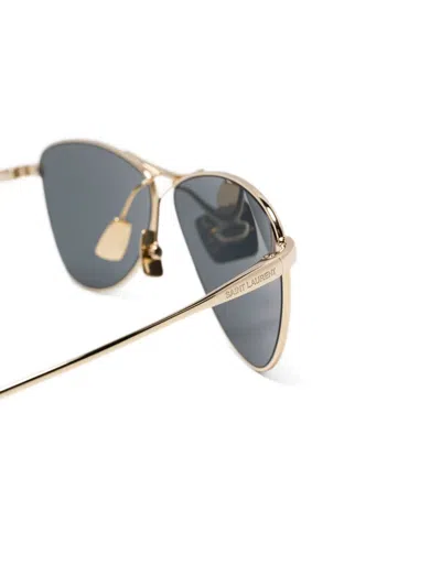 Saint Laurent Geometric-frame Sunglasses In Metallic