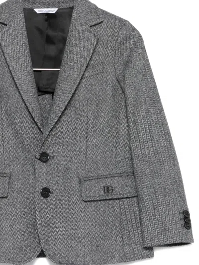 Dolce & Gabbana Herringbone Blazer In Gray