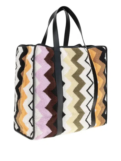 Z字形图案棉手提包