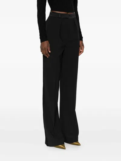 Elisabetta Franchi Black Trousers With Pleated Details In Fabric Woman In Black