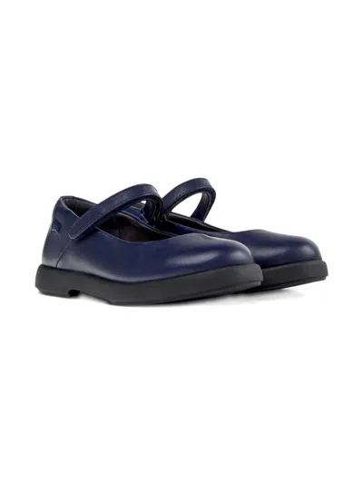 Camper Touch-strap Leather Ballerinas In Blue