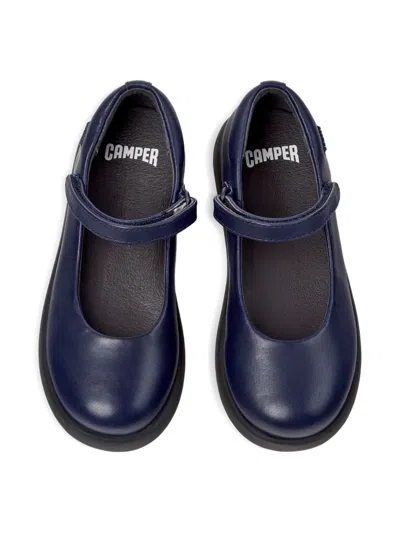 Camper Touch-strap Leather Ballerinas In Blue