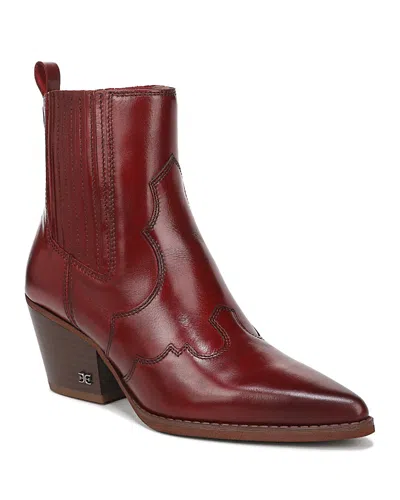 Sam Edelman Women's West Leather Booties In Burgundy