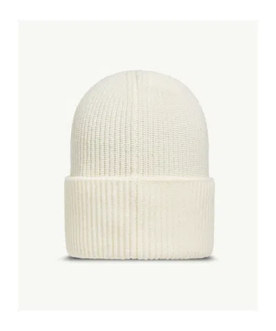 Moncler Ribbed Knit Wool Beanie With Felt Logo Patch In Neutral | ModeSens
