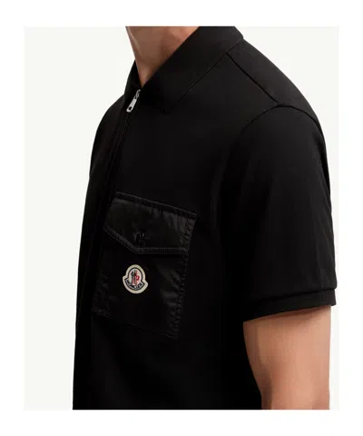 Moncler Cotton Piquet Polo Shirt With Pocket Clothing In Black