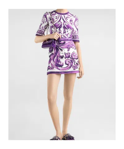 Dolce & Gabbana Majolica Print Mini Dress In Multi