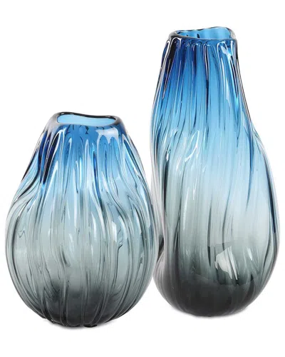 Uttermost Set Of 2 Midnight Horizon Vases In Blue