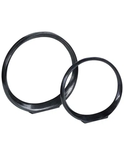Uttermost Set Of 2 Orbits Ring Sculptures In Black