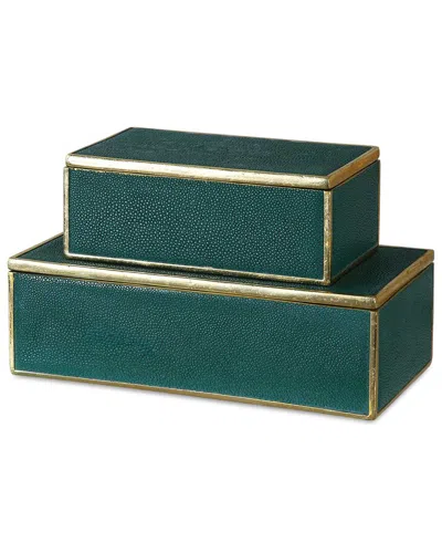 Uttermost Set Of 2 Karis Boxes In Green