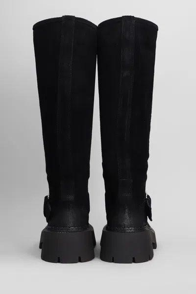 Vic Matie Rust 101 Low Heels Boots In Black Suede In Black