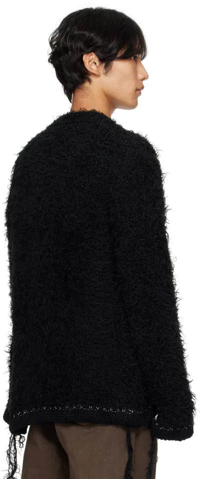 Sacai Furry Knit Cardigan In Black