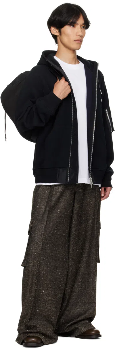 Sacai High-neck Zip Bomber Jacket In Black