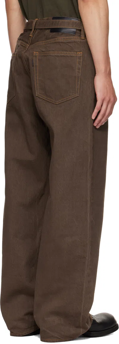 Sacai Brown Belted Jeans In Multi