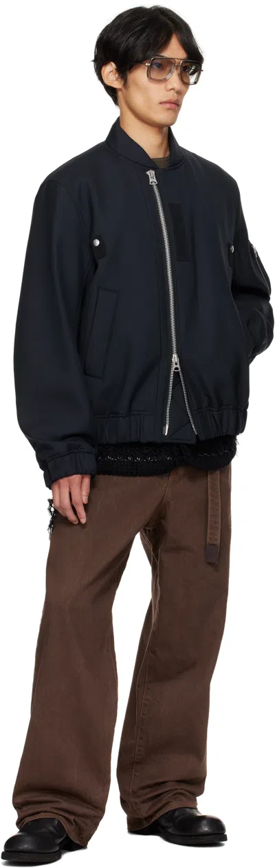 Sacai Brown Belted Jeans In Multi