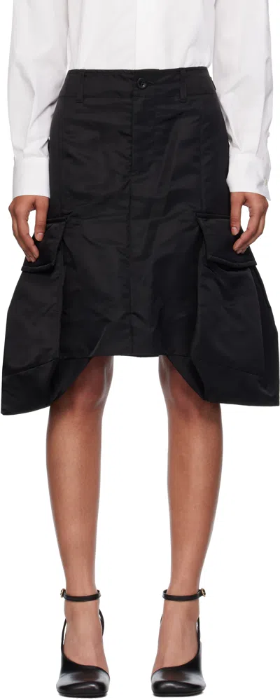 Sacai Black Nylon Twill Midi Skirt In Black