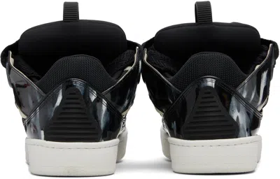 Lanvin Black Curb Leather Sparkles Sneakers In Multi