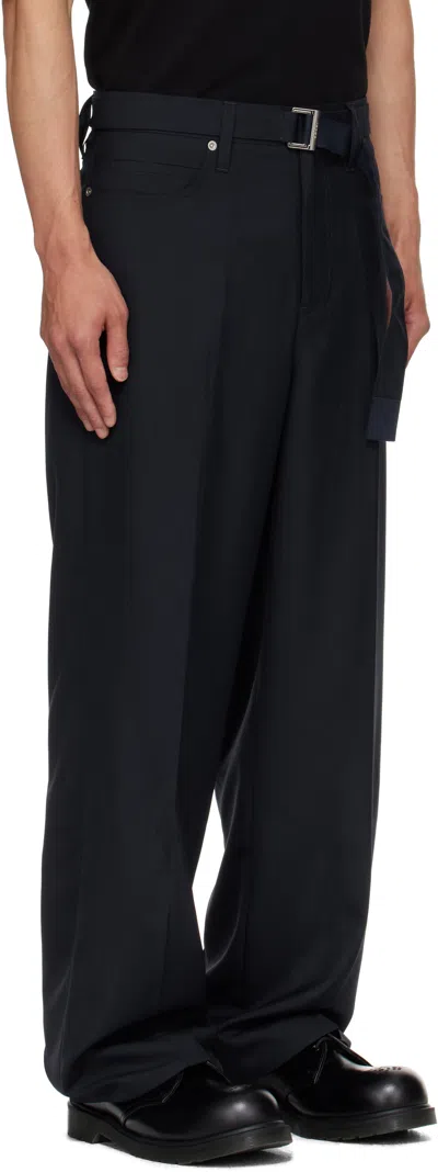 Sacai Navy Suiting Trousers In Black