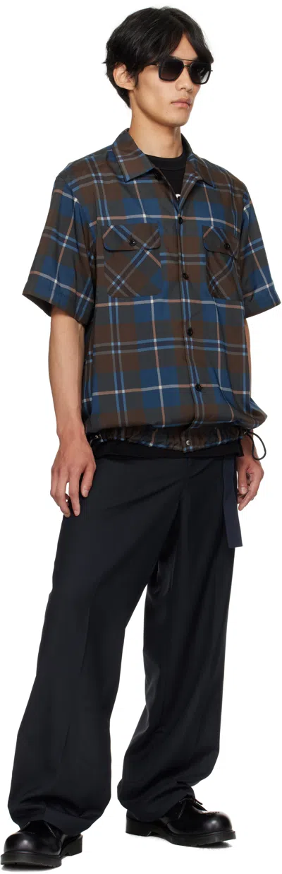 Sacai Navy Suiting Trousers In Black