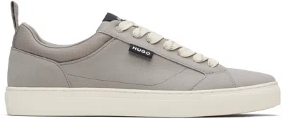 Hugo Boss Round Toe Low-top Sneakers In Gray