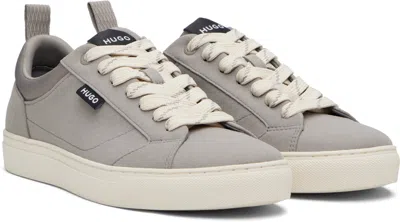 Hugo Boss Round Toe Low-top Sneakers In Gray