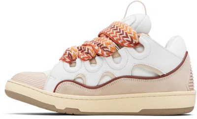 Lanvin Curb Leather Sneakers In Neutral