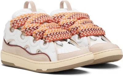 Lanvin Curb Leather Sneakers In Neutral