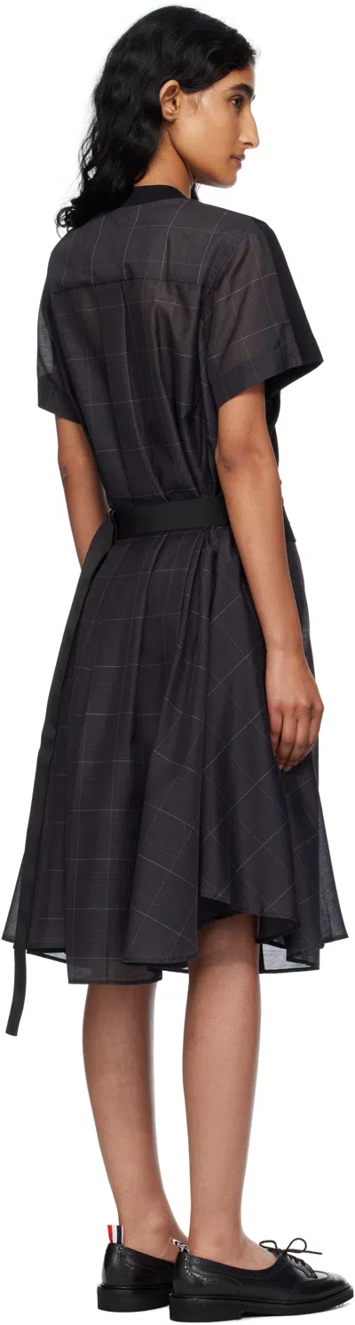 Sacai Womens Black Grey Glen Check-panelled Cotton-jersey Midi Dress In Black