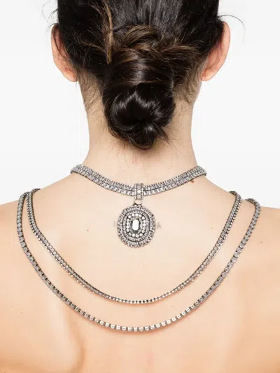 Ermanno Scervino Crystal-embellished Pendant Necklace In Metallic