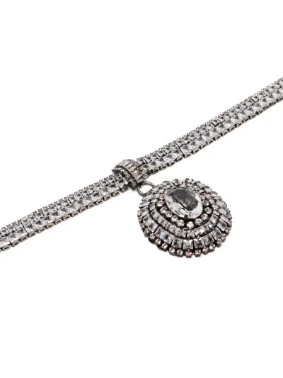 Ermanno Scervino Crystal-embellished Pendant Necklace In Metallic