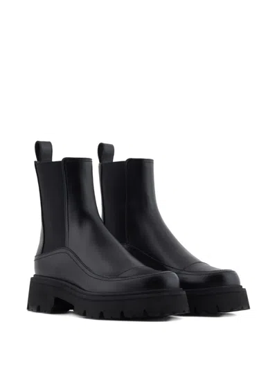 Emporio Armani Leather Beatles Boots In Black