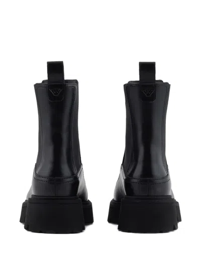 Emporio Armani Leather Beatles Boots In Black