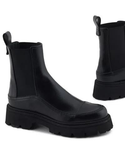 Emporio Armani Leather Beatles Boots In Black