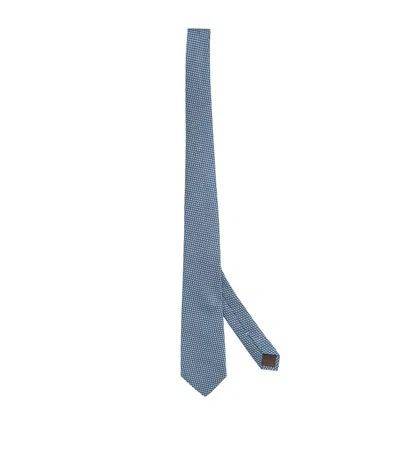 Canali Silk Geometric Jacquard Tie In Blue