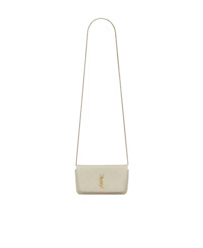 Saint Laurent Gaby Chain Phone Holder In Metallic