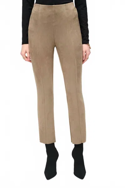 Joseph Ribkoff Scuba Suede High Waist Slim Flared Pant In Java In Brown