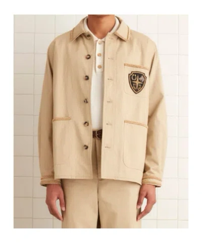 Bode Men Beige Cotton Bullion Jacket In Brown