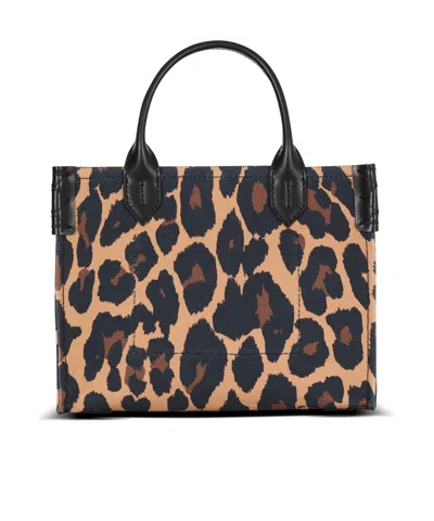 Balmain B-army Small Shopper Shoulder Bag In Leopard-print Canvas In Multi