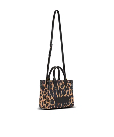 Balmain B-army Small Shopper Shoulder Bag In Leopard-print Canvas In Multi