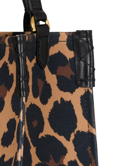 Balmain B-army Small Shopper Shoulder Bag In Leopard-print Canvas In Multi